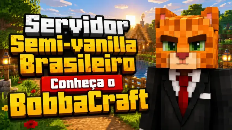 Mascote do Bobbacraft em arte de servidor survival de Minecraft semi-vanilla