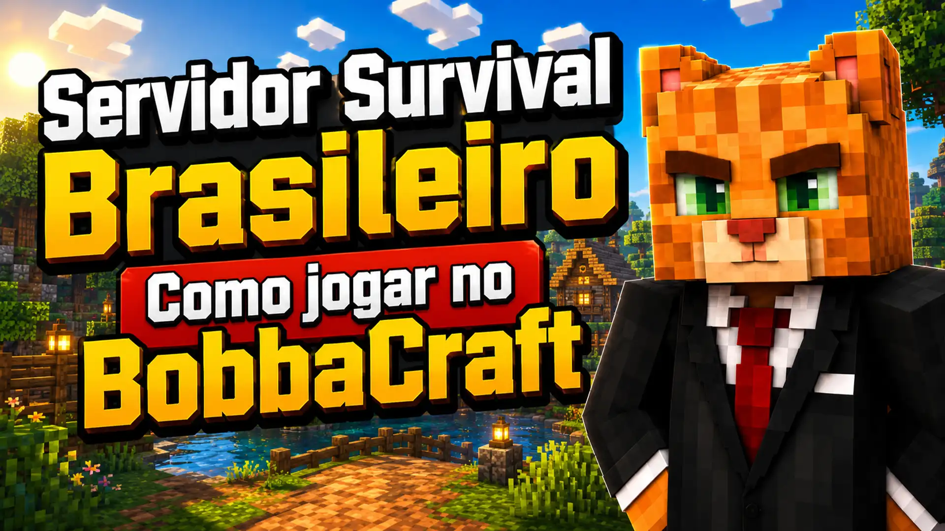 Mascote do Bobbacraft em cenário de servidor survival brasileiro